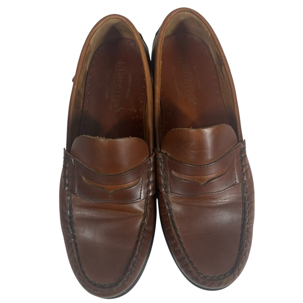 SEBAGO Plaza II men’s 8.5 Brown Leather Slip on Penny Loafers